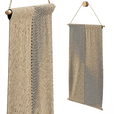 Woven Striped Wall Decor with Beige and Black Patterns for Home Interior Decoration 3d model