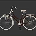 Vintage Brown And White Bicycle With Front Basket And Rear Rack