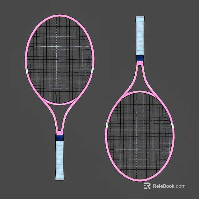 Pink Tennis Racket Sports Equipment With Lightweight Frame And Comfortable Handle 3d model 