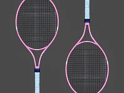 Pink Tennis Racket Sports Equipment With Lightweight Frame And Comfortable Handle 3d model