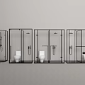 Modern Glass Bathroom Partition Design With Shower Compartments And Toilet Facilities