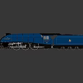 Blue Train Model with Detailed Appearance on Grey Background and Shiny Reflection 3d model