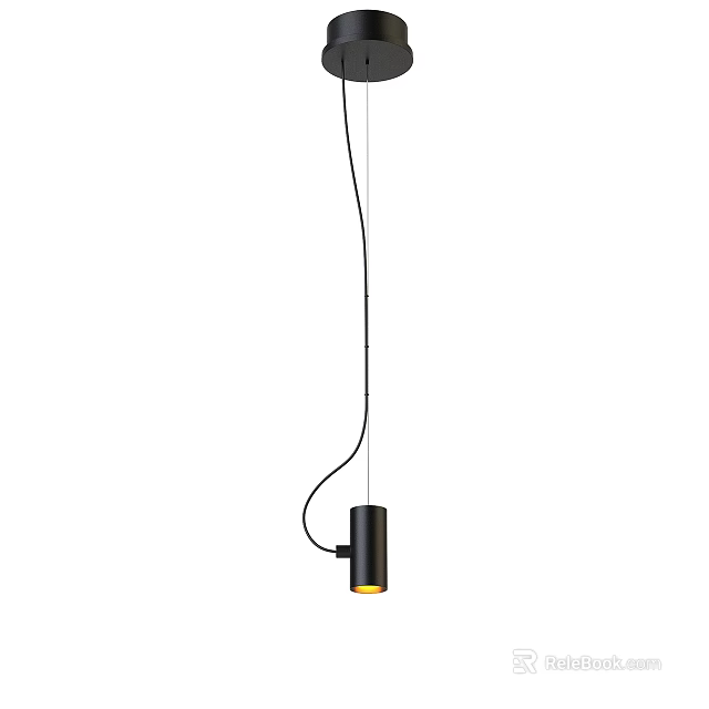 Modern Black Pendant Light with Adjustable Cord and LED Bulb for Indoor Lighting 3d model 