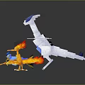 White And Blue Winged Character With Small Blue Winged Yellow Lightning And Orange Flame Creatures