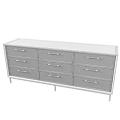 Modern Entryway Cabinet and Sideboard With Rattan Drawers Metal Legs and White Top