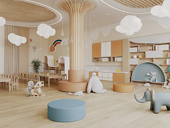 Modern Kindergarten Activity Room 3d model