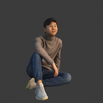 Sitting man young man 3d model