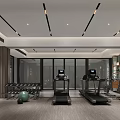 Modern Fitness Gym Interior With Treadmills Dumbbells Exercise Ball And Workout Equipment