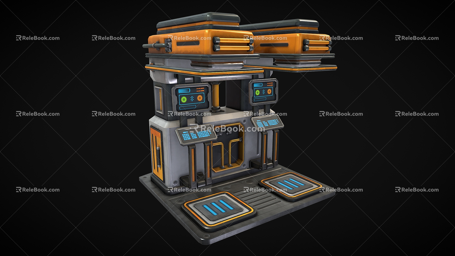 sci-fi door portal cyberpunk door machine door futuristic door 3d model