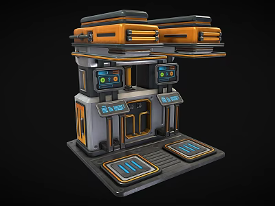 sci-fi door portal cyberpunk door machine door futuristic door 3d model