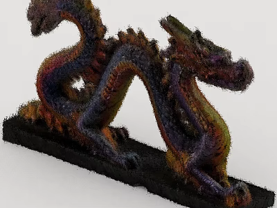 Colorful Dragon Sculpture With Vibrant Colors Intricate Design And Black Base 3d model