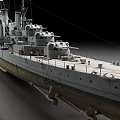 Detailed Large Warship Model With Turrets And Structure 3d model