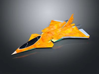 Futuristic Orange Spacecraft With Aerodynamic Design And Transparent Cockpit For Space Exploration 3d model