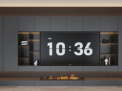 Modern TV Wall Unit With Built In TV Integrated Lighting And Fireplace 3d model