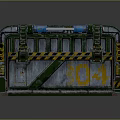 Industrial Metal Gate Structure With Number 04 Green Yellow Stripes Mechanical Details