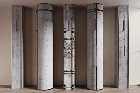 Industrial wind cement column broken column round cement column 3d model