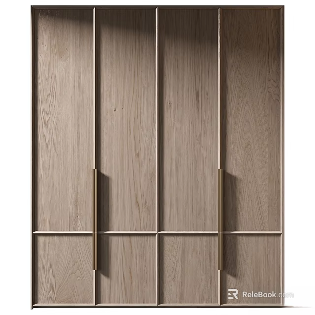 Modern Minimalist Wooden Chest of Drawers with Brass Handles and Smooth Surface Design 3d model 
