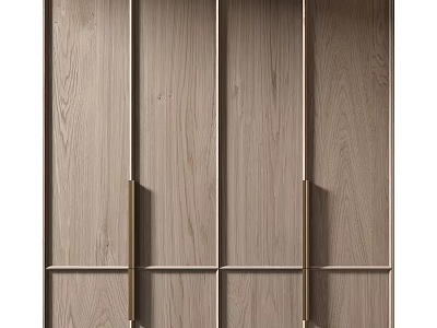 Modern Minimalist Wooden Chest of Drawers with Brass Handles and Smooth Surface Design 3d model