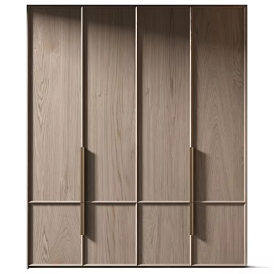 Modern Minimalist Wooden Chest of Drawers with Brass Handles and Smooth Surface Design 3d model