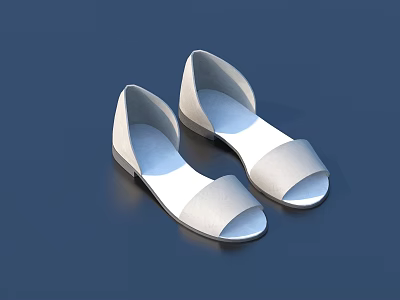Elegant Women's Open Toe Flat White Sandal Shoes With Minimalist Design And Comfortable Fit 3d model