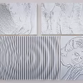 Sofa Backdrop Wall Art With Textured Carved Panels Abstract Stripes And Figural Designs