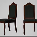 Classic Wooden Dining Chairs with Upholstered Seats and Carved Backrests