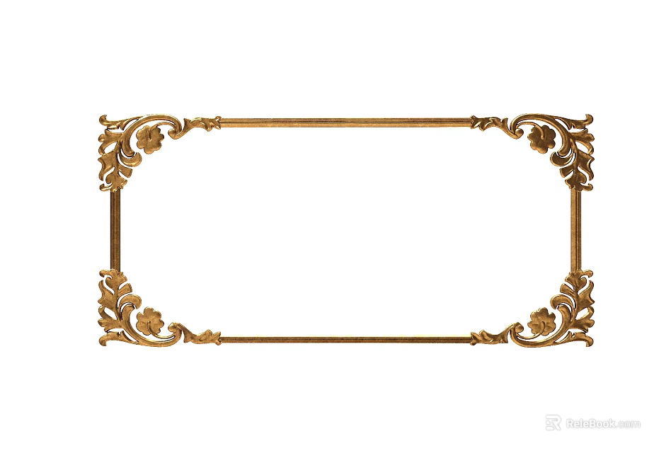 Ornate Golden Carved Frame Featuring Intricate Floral Decorative Patterns for Home Decoration 3d model 