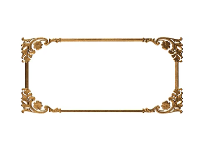 Ornate Golden Carved Frame Featuring Intricate Floral Decorative Patterns for Home Decoration 3d model