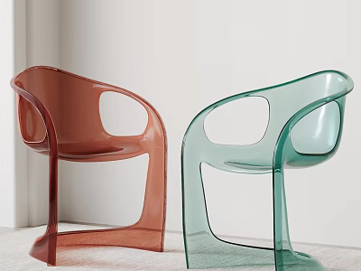 Modern Transparent Acrylic Dining Chairs With Curved Design Red Green Color 3d model