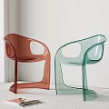 Modern Transparent Acrylic Dining Chairs With Curved Design Red Green Color