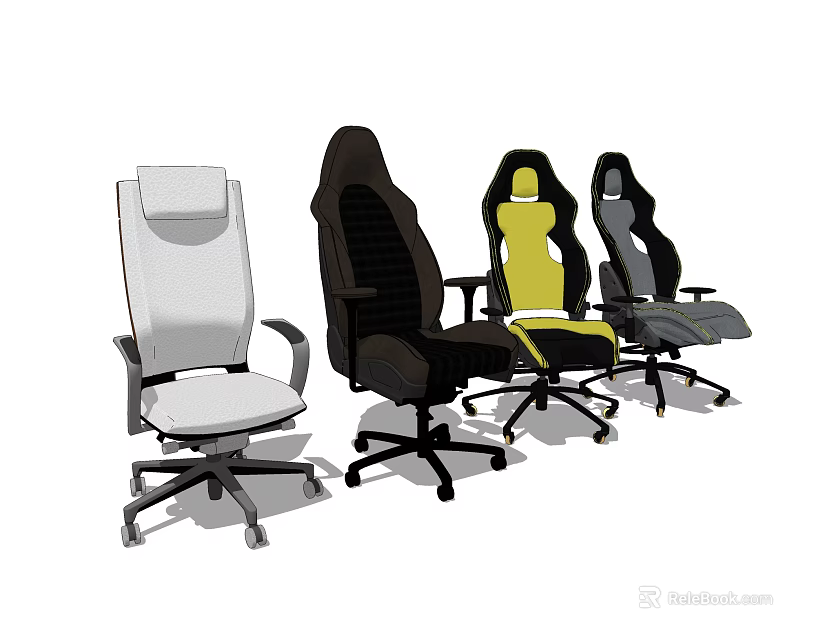 Modern Office Chairs With Multiple Colors Ergonomic Design And Comfortable Features 3d model