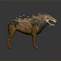 Fantasy Armored Dog With Spiked Armor Mechanical Details Copper Red Accents 3D Render