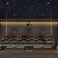 Home Theater Room With Starry Ceiling And Comfortable Seating 3d model