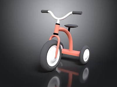 Orange Children's Tricycle With White Wheels Black Handlebars And Seat 3d model