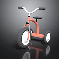 Orange Children's Tricycle With White Wheels Black Handlebars And Seat
