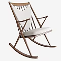 Modern Wooden Rocking Chair With White Cushion And Minimalist Design