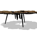 Lotus Shaped Coffee Table With Wooden Texture And Thin Black Legs 3d model