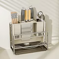 Stainless Steel Kitchen Countertop Organizer Rack With Knives And Spoons Storage