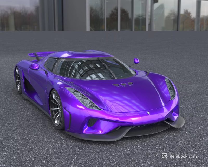 Purple Sports Car With Sleek Aerodynamic Body And Shiny Modern Design 3d model 