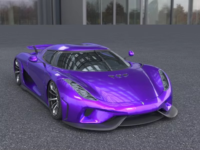 Purple Sports Car With Sleek Aerodynamic Body And Shiny Modern Design 3d model