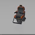Futuristic Orange And Black Gaming Chair With Logo On Backrest And Ergonomic Armrests