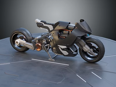 Futuristic Sleek Black Motorcycle With Modern Design And Streamlined Metallic Body Features 3d model