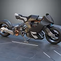 Futuristic Sleek Black Motorcycle With Modern Design And Streamlined Metallic Body Features