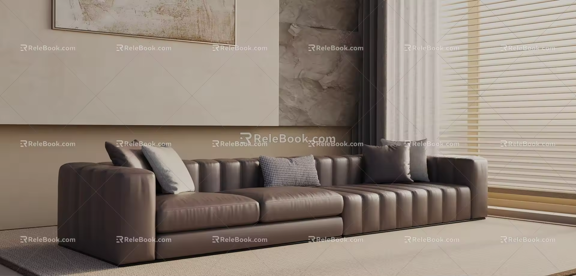 Modern three-seat sofa 3d model