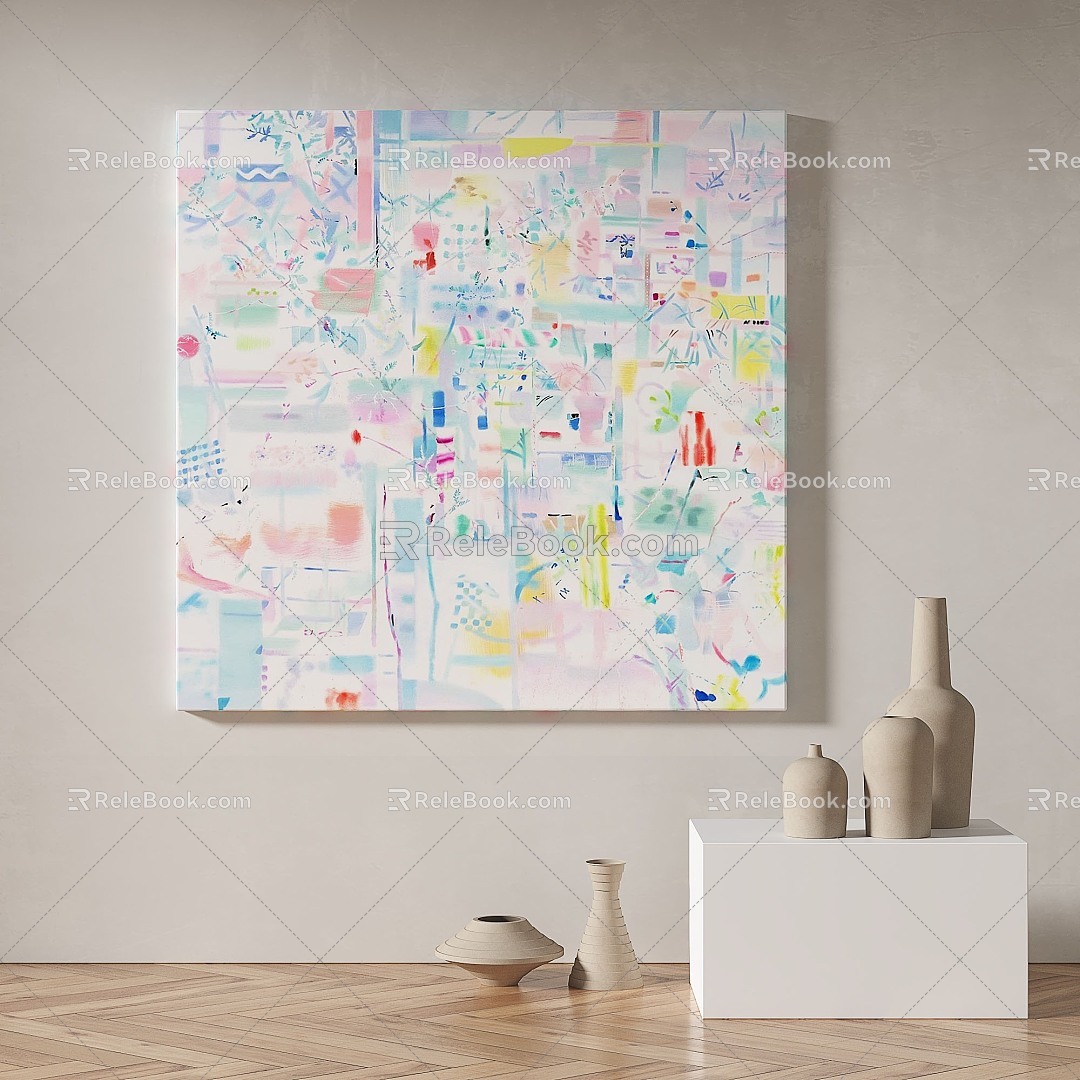 Modern minimalist abstract decorative painting 3d model