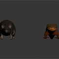 Dark Colored Mouse And Brown Lizard With Green Eyes On White Background