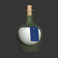 Green Gray Glass Bottle With Cork Stopper And Blue Tag For Daily Use