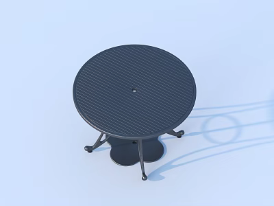 Modern Round Black Striped Outdoor Table With Metal Legs And Stable Base 3d model