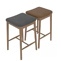 Modern Wooden Bar Stool With Black Padded Seat And Sturdy Support Legs