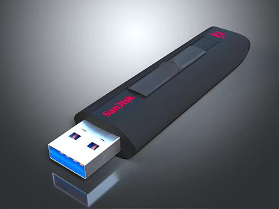 SanDisk Black USB Flash Drive With High Speed Data Transfer And Portable Design 3d model